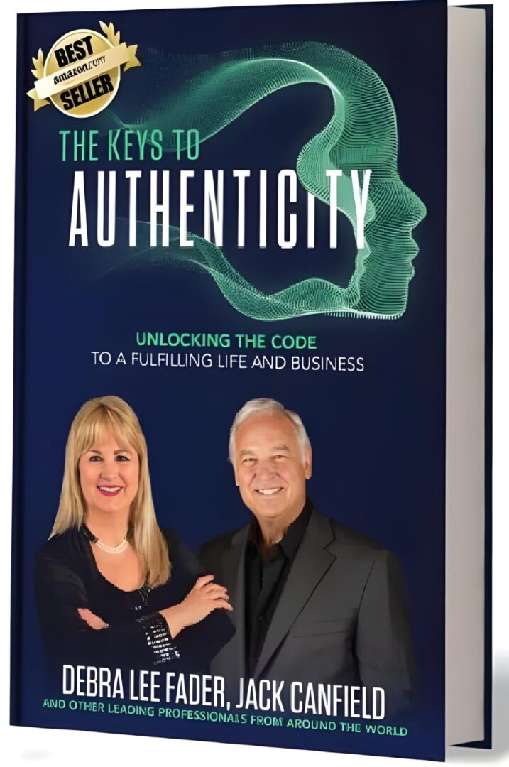 Book cover titled 'The Keys to Authenticity' with authors smiling.